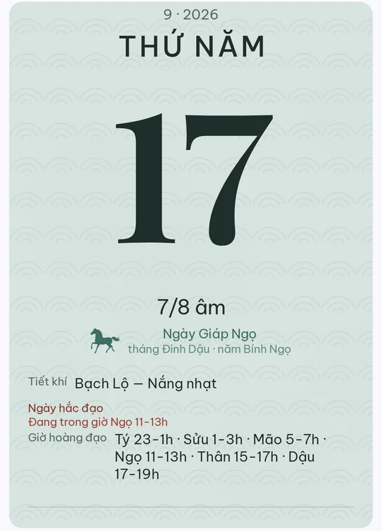Tờ lịch với giao diện Men ngọc