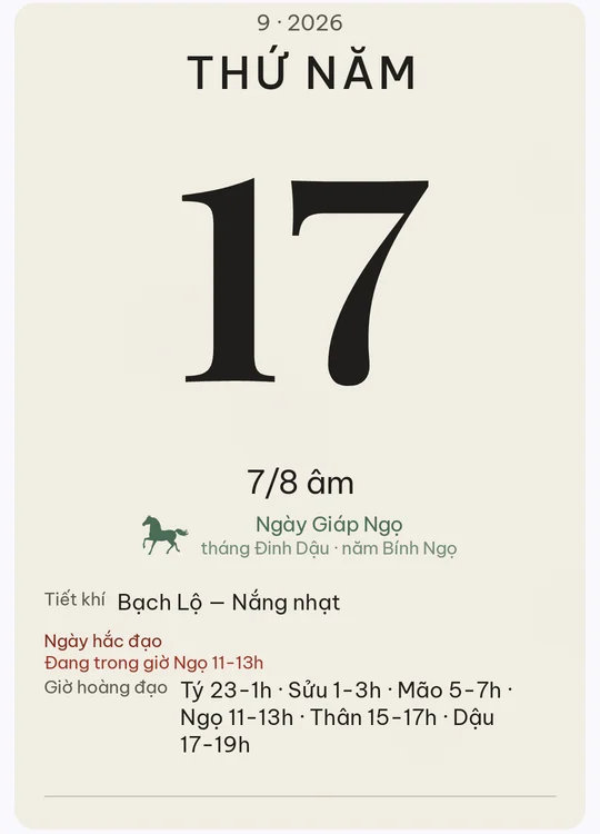 Tờ lịch với giao diện Mực nho