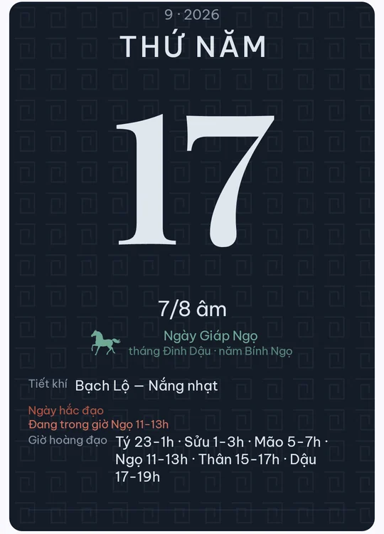Tờ lịch với giao diện Lam thẫm